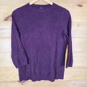 Talbots Pure Cashmere Vintage Sweater 3/4 Sleeve Burgundy Classic Chic Size M